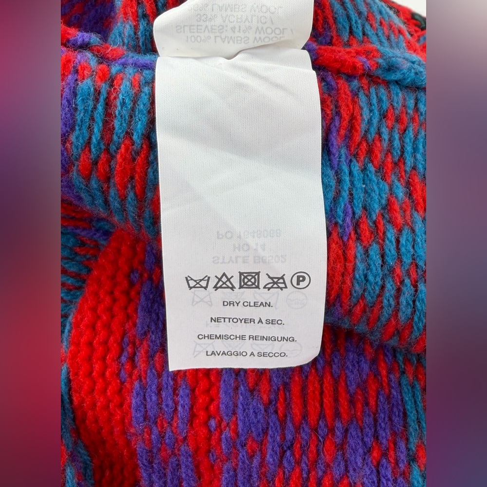 J. Crew Women’s Diamond Fair Isle Sweater Red Lambswool Size XS Cozy Nordic Ski - Picture 8 of 8